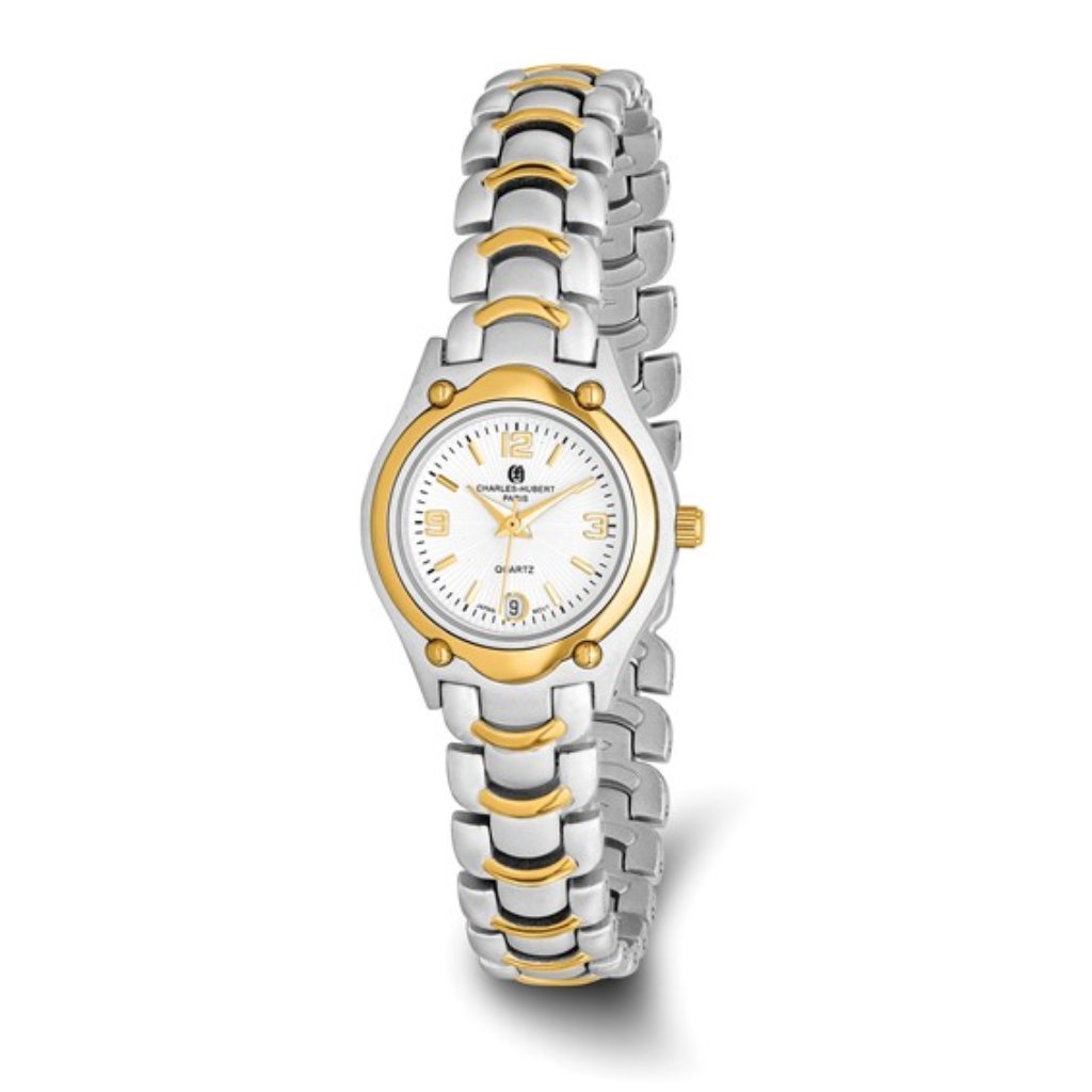 Charles Hubert Ladies TwoTone Watch  White Dial  Date  26mm  New